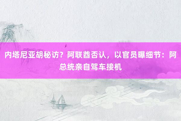 内塔尼亚胡秘访？阿联酋否认，以官员曝细节：阿总统亲自驾车接机
