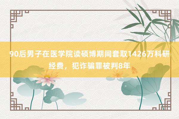 90后男子在医学院读硕博期间套取1426万科研经费，犯诈骗罪被判8年